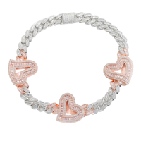 Chaîne cubaine en laiton avec pendentif cœur baguette en zircon 5A, style Iced Out, collier ras du cou hip-hop pour couple, bijoux pour femmes et hommes