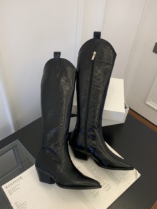 2023 Vintage moderno stivali da cavaliere per le donne PU donne giacche invernali Slip on donna lunghi stivali invernali <span class=keywords><strong>vera</strong></span> <span class=keywords><strong>pelle</strong></span> alta Top - Product Image 4