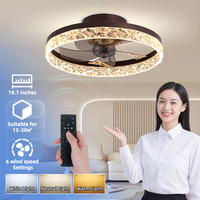 Ventilateur de plafond LED moderne DC 60W avec télécommande intelligente, construction en métal et acrylique, 220V pour chambre à coucher, salle de bain, hôtel