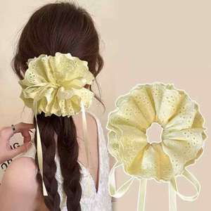 Oversized Dikke Darm Haarband Dames Trekkoord High-End Stijl Zachte Grote Bloem Paardenstaart Vier-Laags Verstelbare <span class=keywords><strong>Scrunchies</strong></span> - Product Image 6
