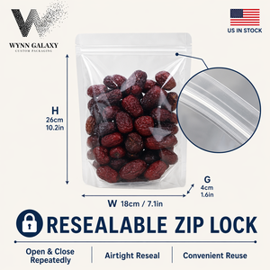 US Seller <b>Clear</b> Laminated Stand Pouch 18*26*4cm 7.1*10.2*1.6in Zip Resealable BOPA/PE Rice Grain Coffee Nut Snack Food Packaging - Product Image 4