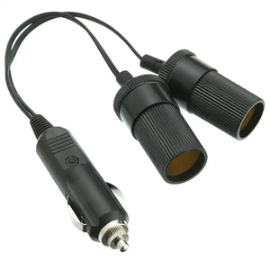 Cigarette Lighter Male to Female <b>Socket</b> Twin Dual Car Cigarette Lighter Lead <b>Plug</b> <b>Sockets</b> <b>Extension</b> Splitter Cable - Product Image 1