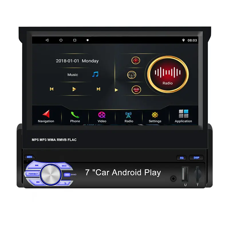 ナビゲーションBT/USB/WIFI/SDを備えた7インチユニバーサル1 din Androidカーラジオプレーヤー