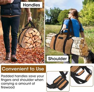 Free Sample Custom-made, long-lasting fireplace accessories <b>bag</b>, log <b>carrier</b> tote <b>bag</b>, carry-on firewood <b>storage</b> <b>bag</b> - Product Image 5