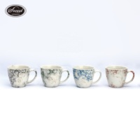 Tasses à café en céramique réactive artisanale SWT, motif marbré, vaisselle durable, disponibles en 4 couleurs assorties