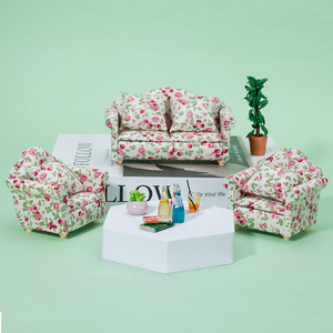 Muebles en miniatura de madera a escala 1:12 para casa de muñecas OB11 modelo DIY juguete individual sofá doble adornos sala de estar juego de comida - Product Image 2