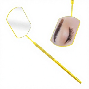 Wholesale <b>Lash</b> <b>Extension</b> Mirror Handheld Stainless Steel Square Large Gold Eyelash <b>Lash</b> Mirror Customized Logo - Product Image 1