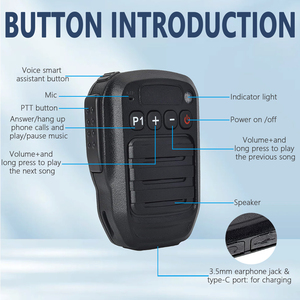 Zello PTT Walkie Talkie xách tay mini loa không dây Android IOS bluetooth Mic Microphone với 1000mAh pin thực-ptt đài phát thanh - Product Image 2