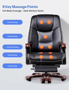 Luxus-Bürostuhl mit hoher Rückenlehne Modernes ergonomisches <span class=keywords><strong>Massage</strong></span> design Massivholz rahmen Dreh funktion Klassische PU für das Büro des Managers - Product Image 2
