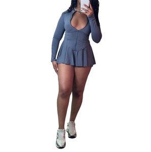 <span class=keywords><strong>Abbigliamento</strong></span> S4029-y2k da donna giacca a maniche lunghe e minigonna gonna da Tennis Set da donna 2 pezzi abiti da salotto Set da donna - Product Image 2