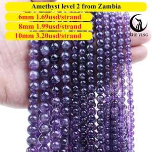 Perles en pierre d'améthyste Zhe Ying 100% naturelles, perles d'améthyste lavande <span class=keywords><strong>de</strong></span> 10 mm, perles en pierre naturelle en vrac pour la fabrication <span class=keywords><strong>de</strong></span> bijoux - Product Image 3