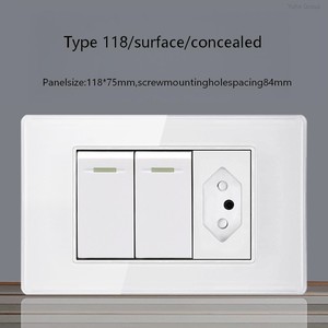 Prise murale standard brésilienne en verre trempé, double USB type C, interrupteur lumineux, prise murale avec trois alimentations - Product Image 6