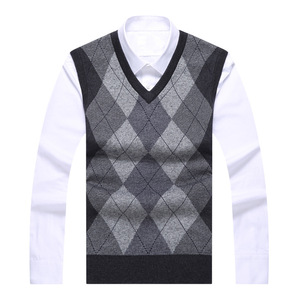 <span class=keywords><strong>Chaleco</strong></span> de Invierno Casual de Negocios para <span class=keywords><strong>Hombre</strong></span>, Suéter sin Mangas con Cuello en V, Diseño Transpirable de Punto con <span class=keywords><strong>Rombos</strong></span>, Nuevo Estilo - Product Image 5