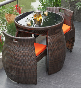 USA DELIVERY Modern Outdoor Rattan Patio <b>Bistro</b> Set 1 <b>Table</b> & 2 Cushioned Chairs | Restaurant Chairs in Stock / Ready to Ship - Product Image 4