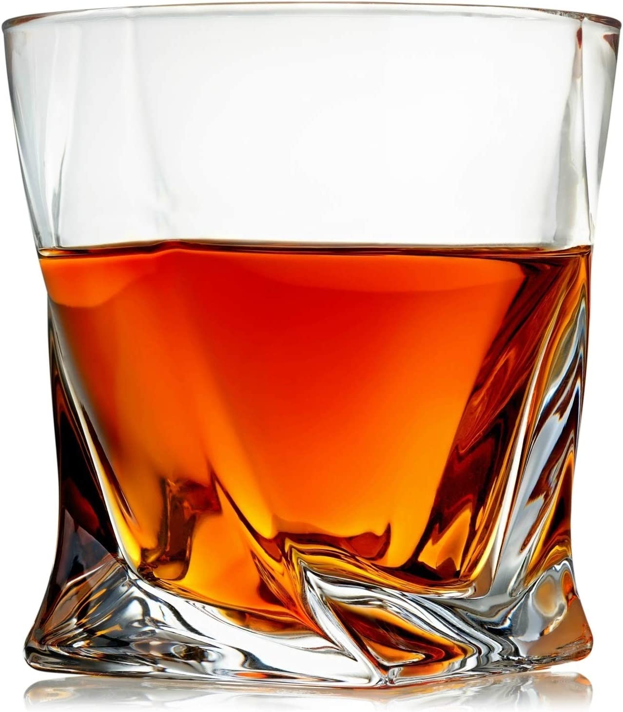 Crystal Whiskey Glasses Set of 4 Rocks Glasses in Satin-Lined Gift Box Lowball Bar Tumblers