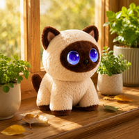 Peluche électronique chat de compagnie apprenant les langues, yeux clignotants, super douce, 8 pouces, approuvée EN71, cadeau de Noël pour le soutien émotionnel