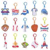 Porte-clés en plastique souple en PVC, thème baseball, vente en gros, promotionnel, personnalisé, dessin animé, produits promotionnels