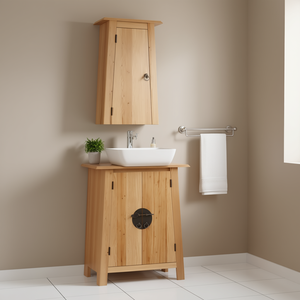 Juego de Muebles de Baño de Madera de Pino Natural Sólido, Tamaño Estándar, Estilo Tradicional, Duradero - Product Image 2