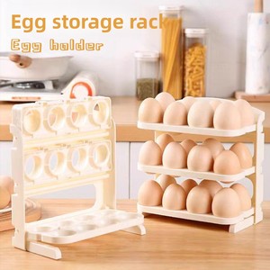 Zenidoo Organisateur d'œufs pliable à 3 couches en plastique PP avec fonction de remuage, pour porte de réfrigérateur, rangement alimentaire portable pour cuisine - Product Image 3