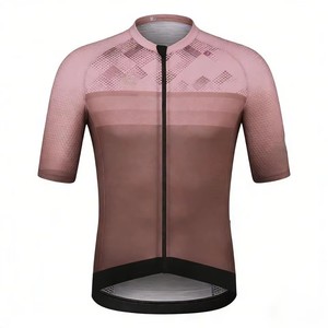 เสื้อจักรยานแขนสั้นผู้ชายทรงเข้ารูป ระบายอากาศ แห้งเร็ว ลายตารางสีชมพูไล่เฉด พิมพ์ลายแบบซับลิเมชั่น สำหรับปั่นจักรยานบนถนน - Product Image 5