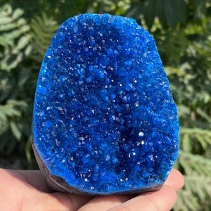 300-400g Pierre brute, matériau cristallin naturel, grappe de quartz géode bleue pour ornements de guérison - Product Image 4