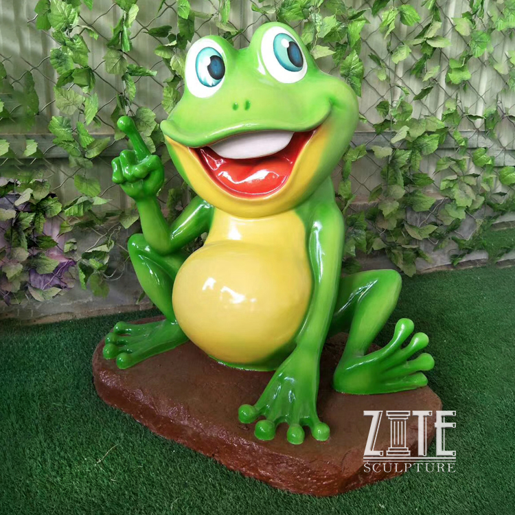 High quality large cartoon animal statue resin fiberglass frog sculpture