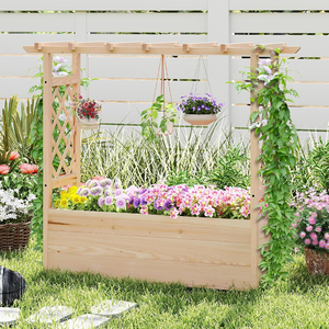 Panneau de <span class=keywords><strong>treillis</strong></span> <span class=keywords><strong>en</strong></span> <span class=keywords><strong>bois</strong></span> avec grille pour plantes grimpantes, jardinière de patio, bac à fleurs pour patio et jardin, plantes et végétaux grimpants - Product Image 3