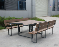 Mobilier extérieur Table de pique-nique de camping commerciale en bois avec chaise Restaurant Table à manger extérieure du parc et banc de dossier