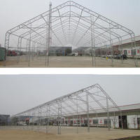 Edificio de Almacenamiento Temporal Impermeable para Exteriores con Doble Estructura de Celosía Galvanizada y Techo de Lona