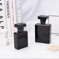 100ml en verre noir parfum eau vaporisateur bouteille plat carré cosmétique emballage pour crème pour le visage perruques flacons vides presse réapprovisionnement