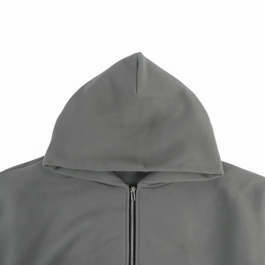 Hombres personalizados Zip Up Hoodie Plain Blank Heavyweight doble capa sudaderas con capucha con cremallera chaqueta de lana para los hombres - Product Image 2