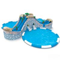 Parc aquatique gonflable tropical en PVC de qualité commerciale DST, 3 piscines, capacité supérieure à 500 kg, plus de 10 passagers, couleurs personnalisées, logo, resorts de luxe