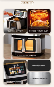 Freidora de Aire de Gran Capacidad de 12L, Pantalla Táctil de 202, Fácil de Limpiar, Antiadherente, Inteligente, Sin Aceite, con Ventana Visual - Product Image 2