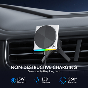 Venta caliente 15W carga inalámbrica rápida succión al vacío soporte móvil soporte <span class=keywords><strong>de</strong></span> coche estable <span class=keywords><strong>cargador</strong></span> inalámbrico <span class=keywords><strong>de</strong></span> coche <span class=keywords><strong>con</strong></span> luz Led - Product Image 3