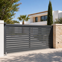 Portail coulissant moderne en aluminium à lames horizontales, très vendu en Espagne, pour l'intimité de la voie d'accès, personnalisable RAL 7016 pour entrée de villa