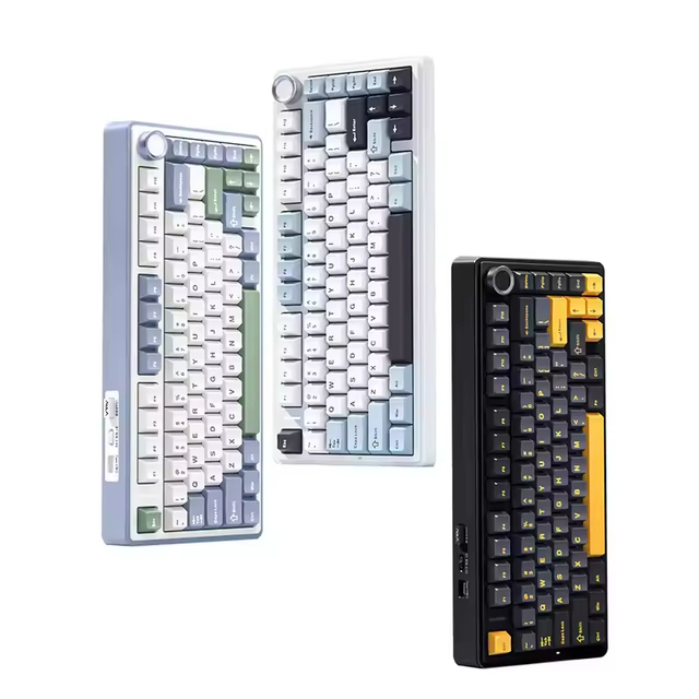 F75 New Projection Gaming Bt Wired 2.4g Wireless RGB Hot-swapped English Language Mechanical Keyboard