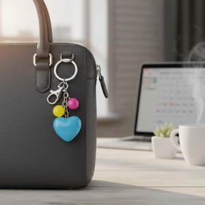 Portachiavi a Cuore in Acrilico Azzurro Realizzato in Cristallo, Metallo e Vetro - Product Image 2