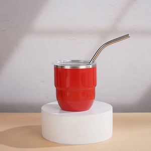 Wholesale Outdoor 4Oz Double Wall Stainless Steel Mini Thermos Bowl <b>Small</b> Wine Glass Coffee Mug <b>Cup</b> With Straw Lid - Product Image 5