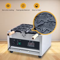 Machine à gaufres Taiyaki japonaise professionnelle électrique 110V à LED, revêtement antiadhésif intelligent, 3 moules en forme de poisson pour snacks