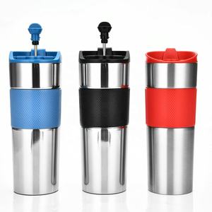 Tasse de voyage double paroi isolée sous vide en acier inoxydable Tasse de voyage Cafetière Vente en gros Joint d'étanchéité Filtre Tasse Camping - Product Image 1