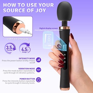 Vibromasseur baguette magique pour femmes, puissant masseur vibrant, stimulation clitoridienne profonde, forte vibration, silencieux, rechargeable, jouet sexuel pour adultes - Product Image 3