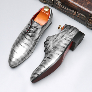 Scarpe da <span class=keywords><strong>uomo</strong></span> di alta qualità in pelle bicolore <span class=keywords><strong>bordeaux</strong></span> con lacci in pelle scarpe Casual in vera pelle per gli uomini - Product Image 3