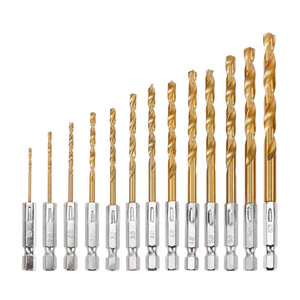 Jeu de 13 forets électriques en acier rapide, revêtement titane, pour bois, plastique et métal - Product Image 4