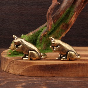 Figuras de Gatos Llorones de Latón Sólido, Decoración para el Hogar, Regalos y Recuerdos, Esculturas de Animales de Alta Calidad, Forma Irregular, Decorativas - Product Image 2