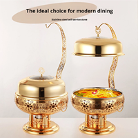Plat de service de luxe doré 8L en acier inoxydable, style arabe moyen-oriental, pour buffet de restaurant et banquets de mariage