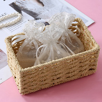 Sacs à cordon cadeau tournesol blanc, Organza bijoux bonbons dragées sac mariage anniversaire fête noël emballage de rangement