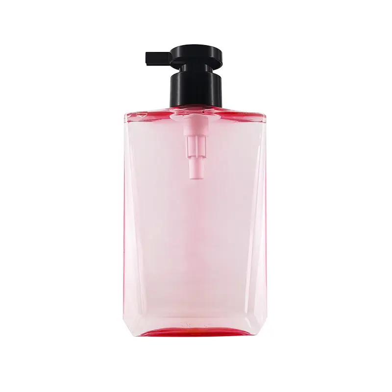 Оптовая продажа 300 мл пустая прозрачная красочная бутылка для лосьона для домашних животных квадратный плоский контейнер для мытья тела шампуня