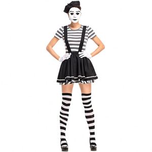 Disfraz de Artista Mímico para Mujer, Traje de Rayas Blancas y Negras para Halloween y Cosplay - Product Image 1