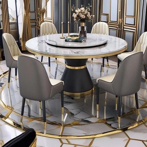 Ensemble de meubles de salle à manger personnalisés, table à manger moderne de luxe en marbre de haute qualité, ensemble de 6 chaises - Product Image 1