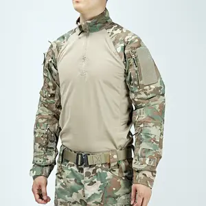 새로운 개척자 전술 개구리 위장 남성 야외 훈련 착용 내성 통기성 긴 소매 셔츠 전투 세트 CP 위장